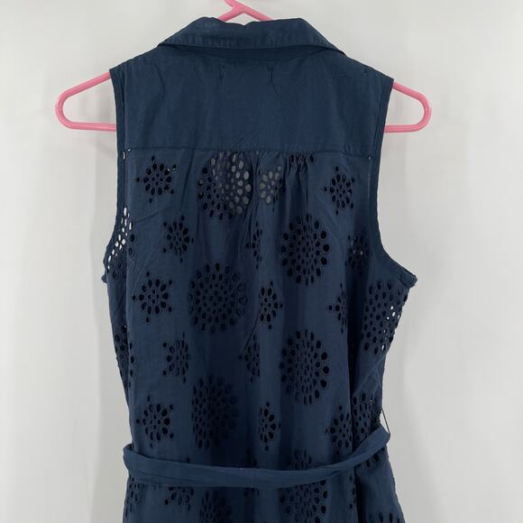 NEW MICHAEL STARS Dress Size Small Bernadette Navy Eyelet Cotton Shirtdress NWOT - Picture 7 of 16
